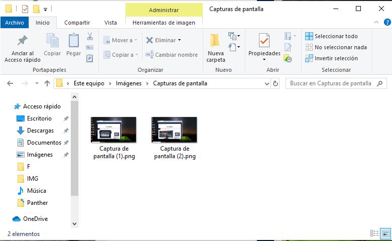 captura de pantalla en Windows 10