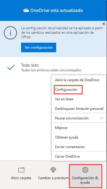 Deshabilitar OneDrive