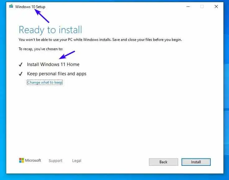 Usar los archivos de Windows 10 para instalar Windows 11